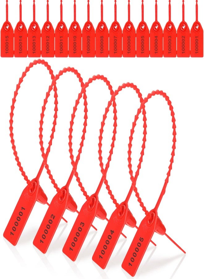 Roowest 1000 Pcs Plastic Tamper Seals Fire Extinguisher Tags Security Tags Seals Safety Numbered Zip Ties Labels Safety Disposable Self Locking Signage 250 mm Length (Red) - Image 1